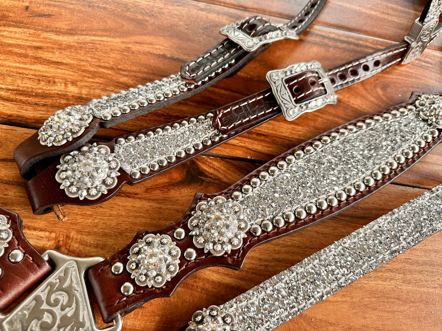 Chunky silver glitter w/ round conchos