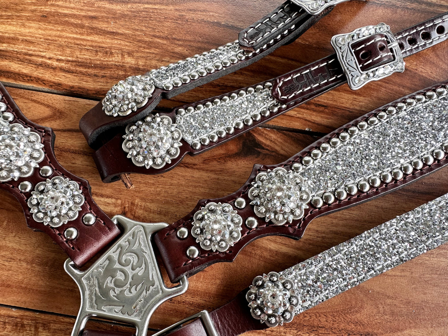 Chunky silver glitter w/ round conchos
