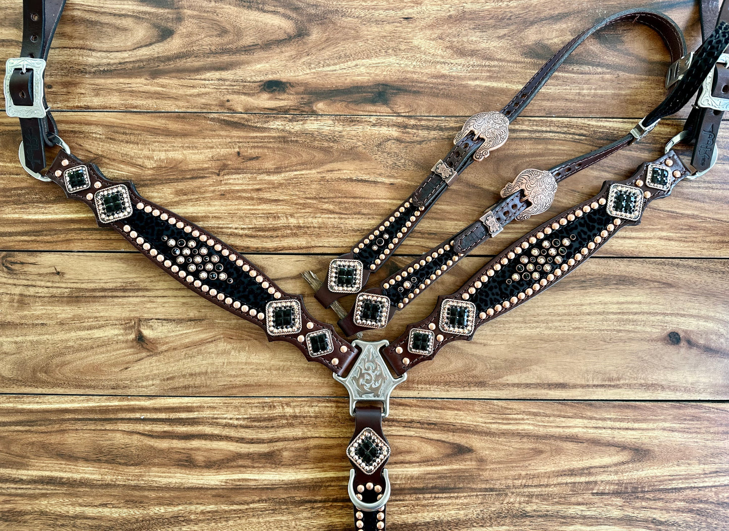 Black cheetah with rope edge conchos