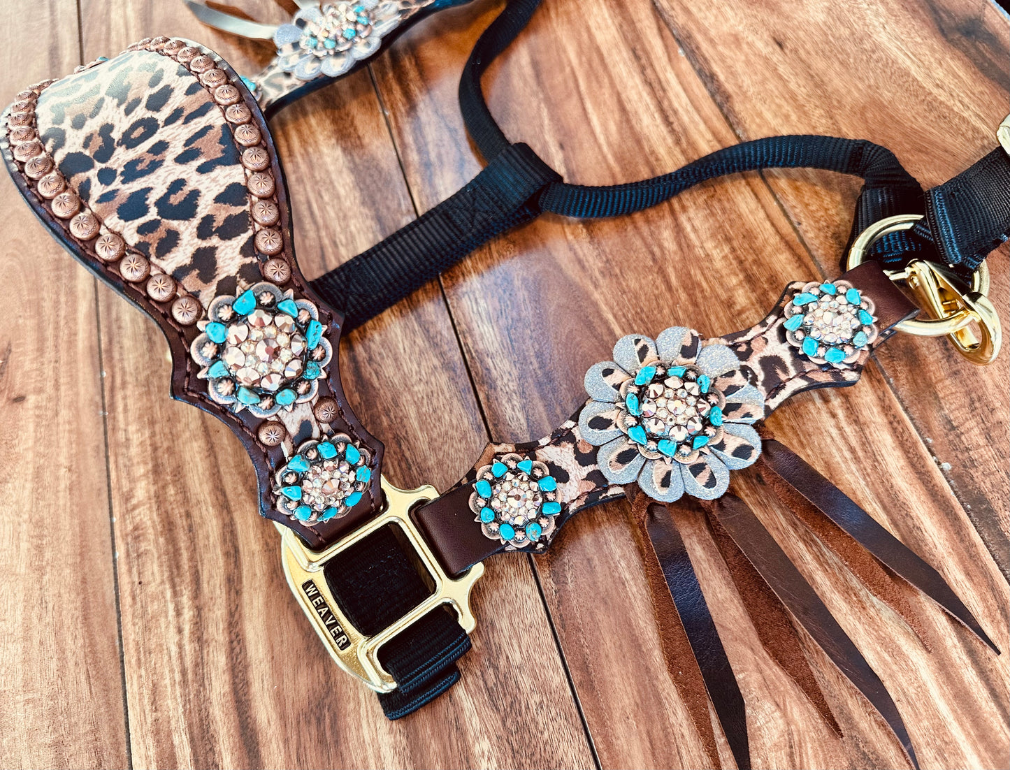 Cheetah with leather flowers