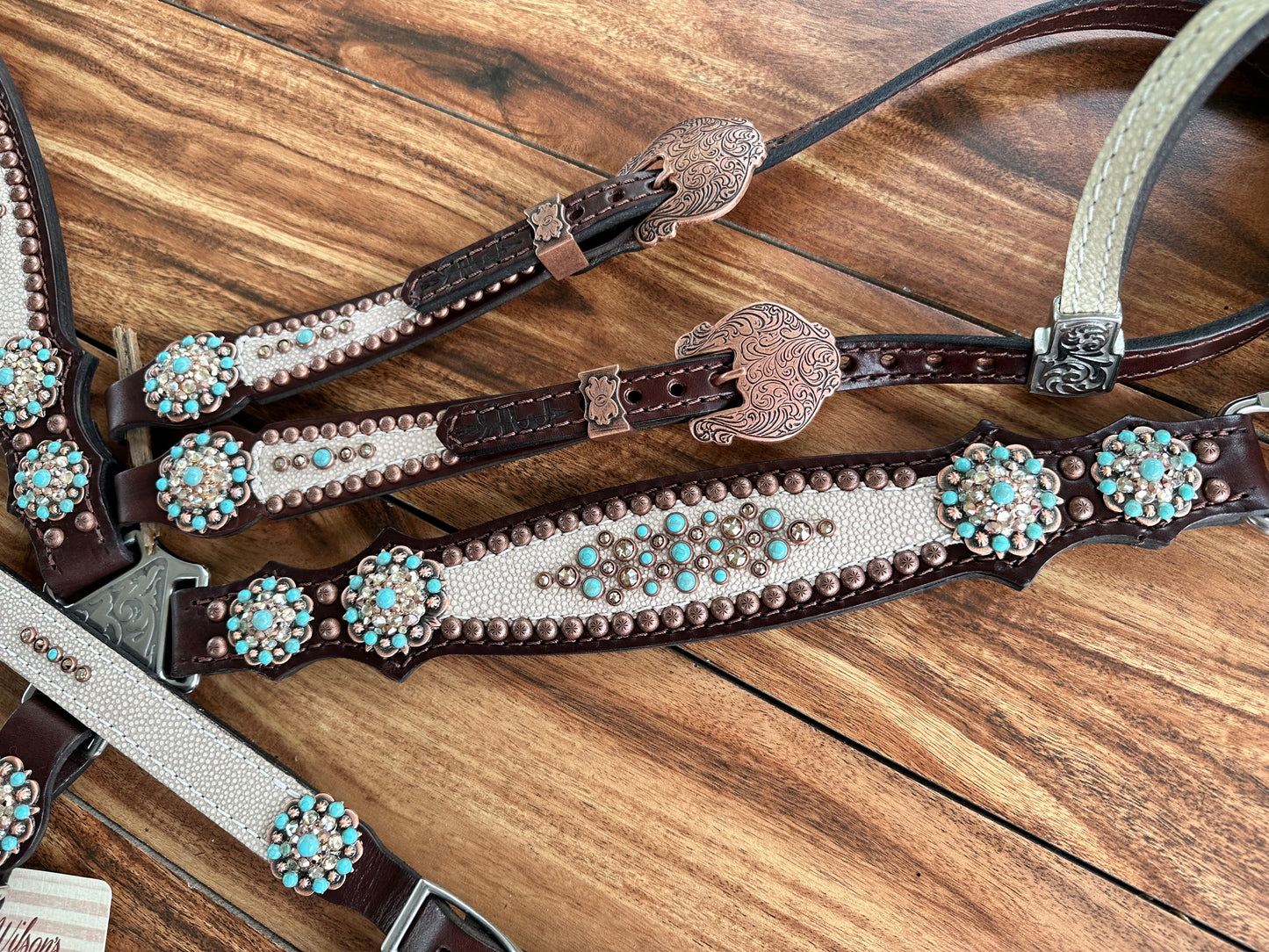 Cream stingray with turquoise