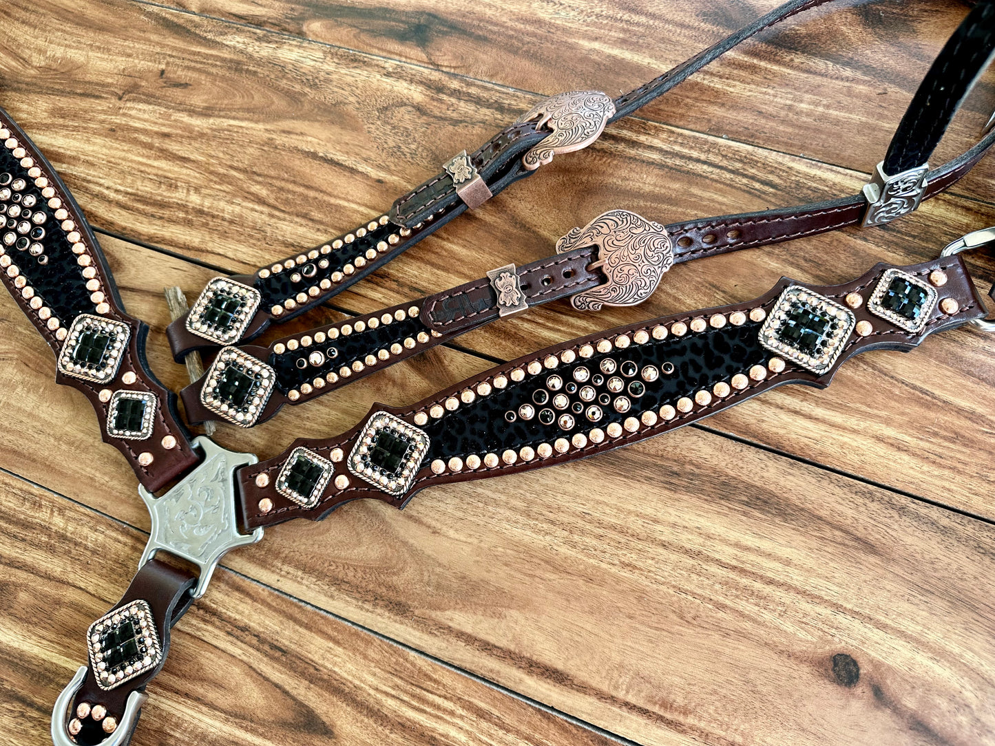 Black cheetah with rope edge conchos