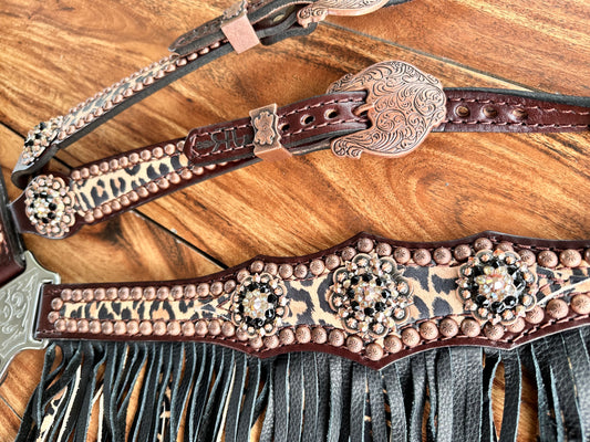 Tawny cheetah with double layer fringe