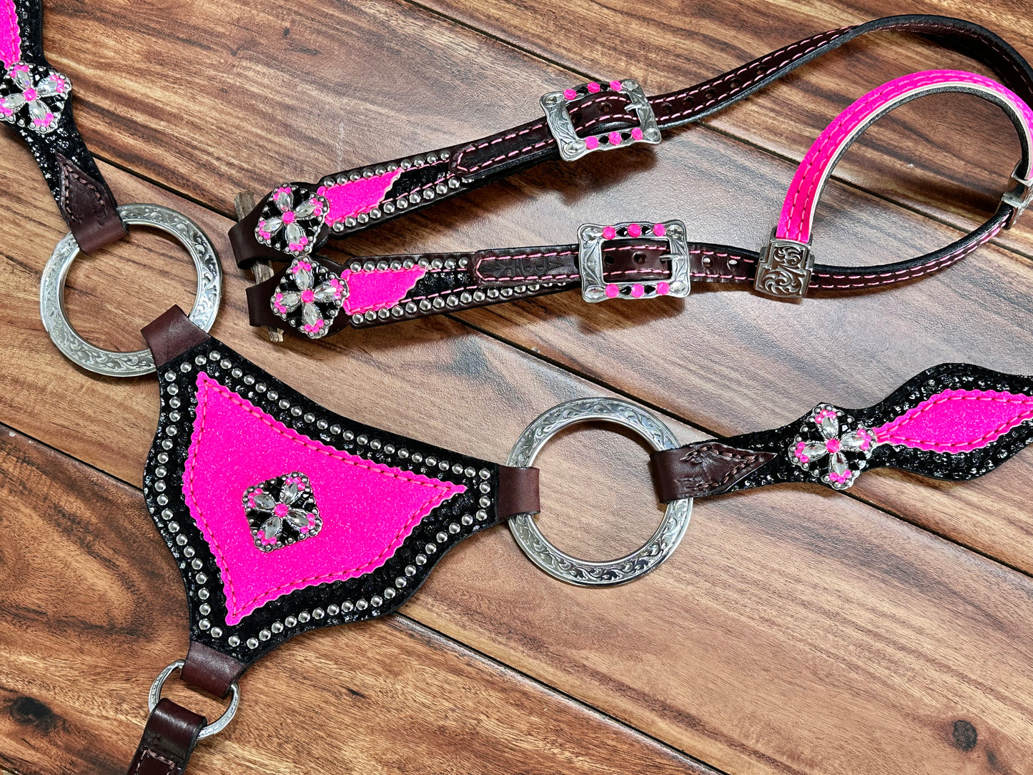 Gladiator pink glitter over black cheetah.