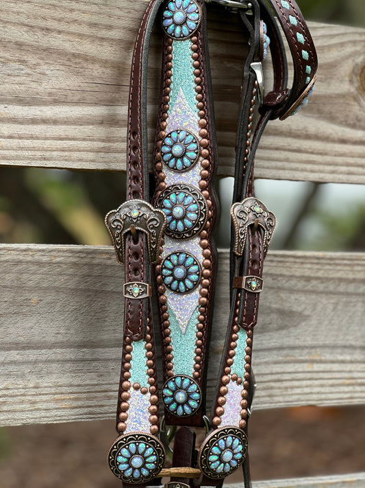 White chunky glitter with turquoise