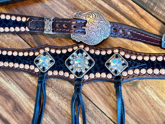 Black cheetah with bright copper and black fringe no