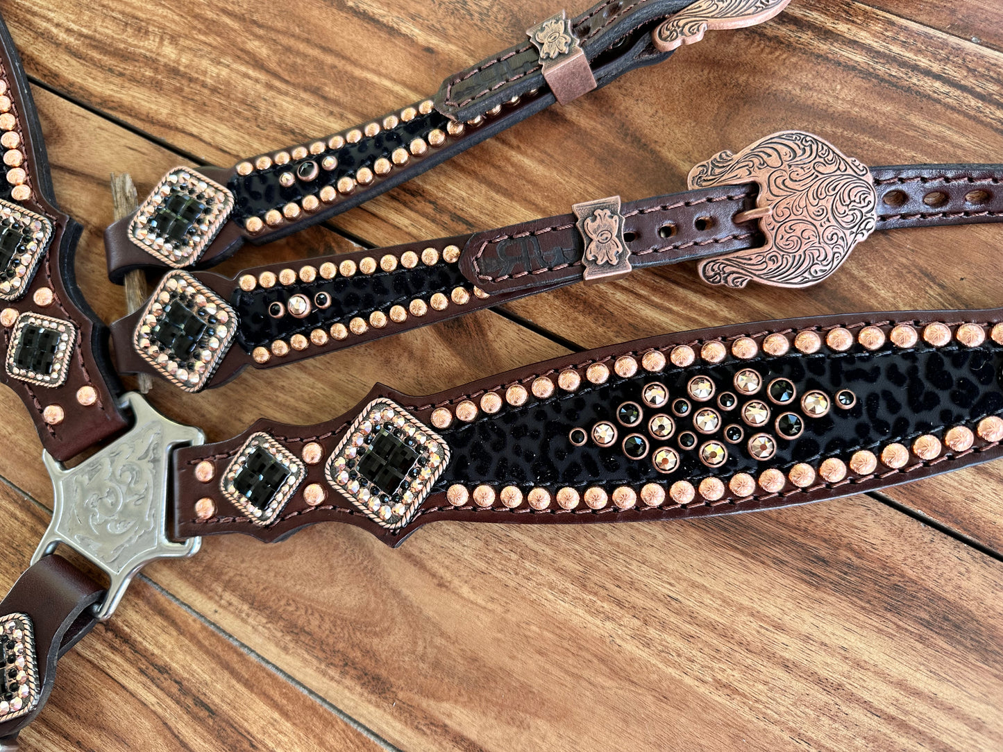 Black cheetah with rope edge conchos