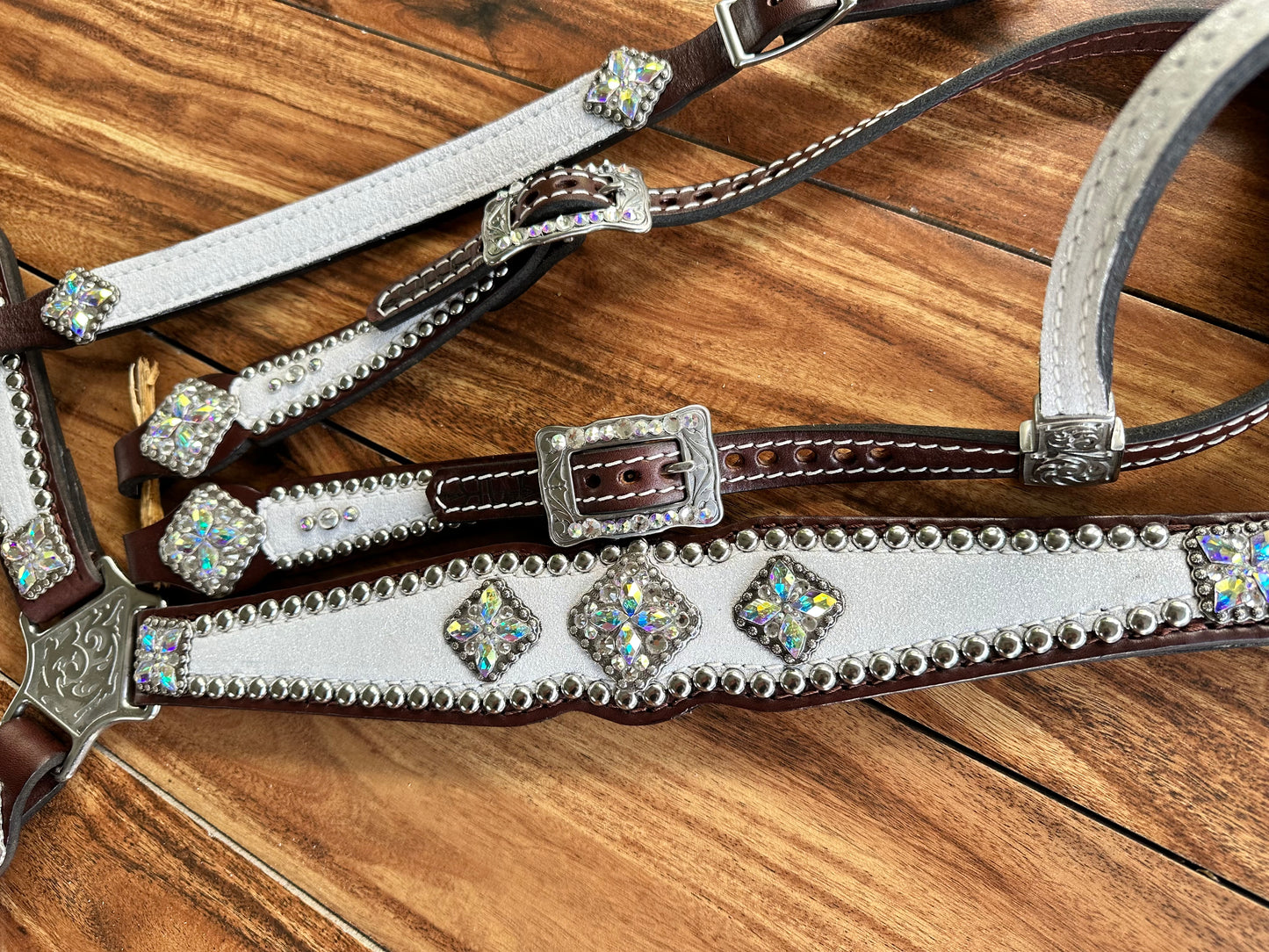 Silver dazzle with clear & ab crystals