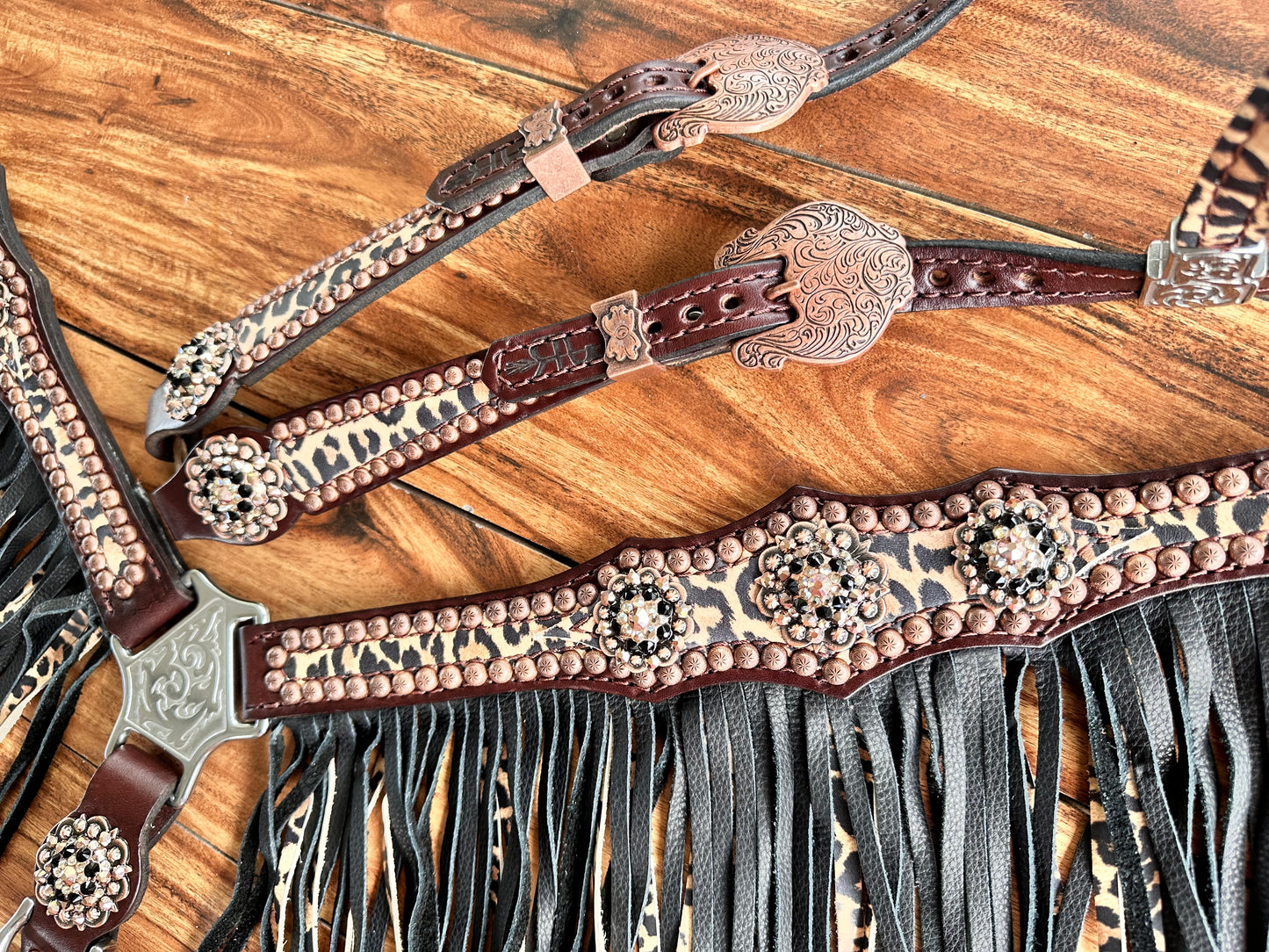 Tawny cheetah with double layer fringe