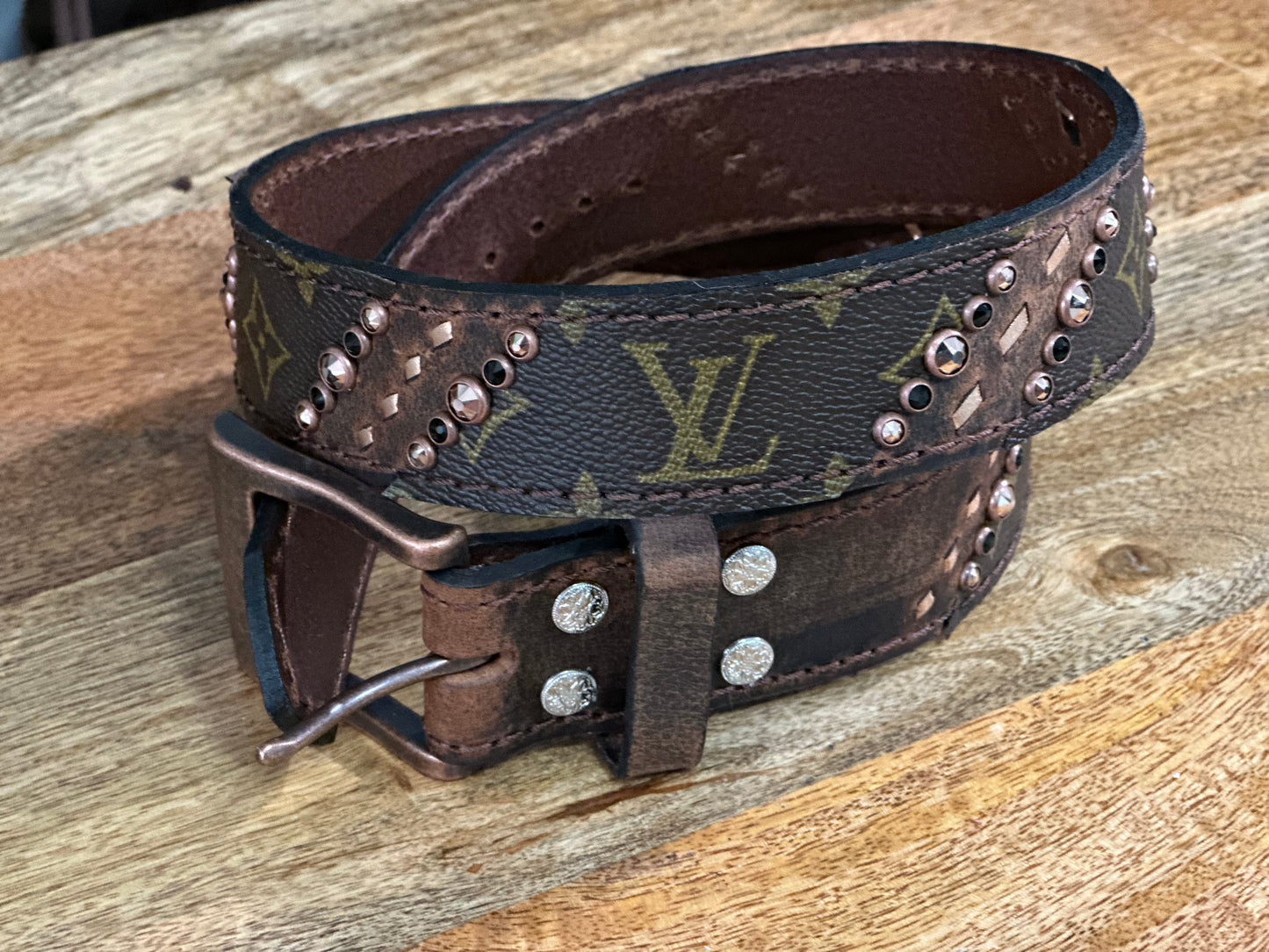 Lv belt with Copper, Rose gold and Jet