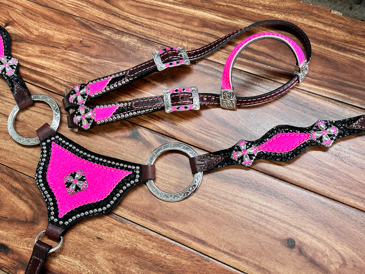 Gladiator pink glitter over black cheetah.