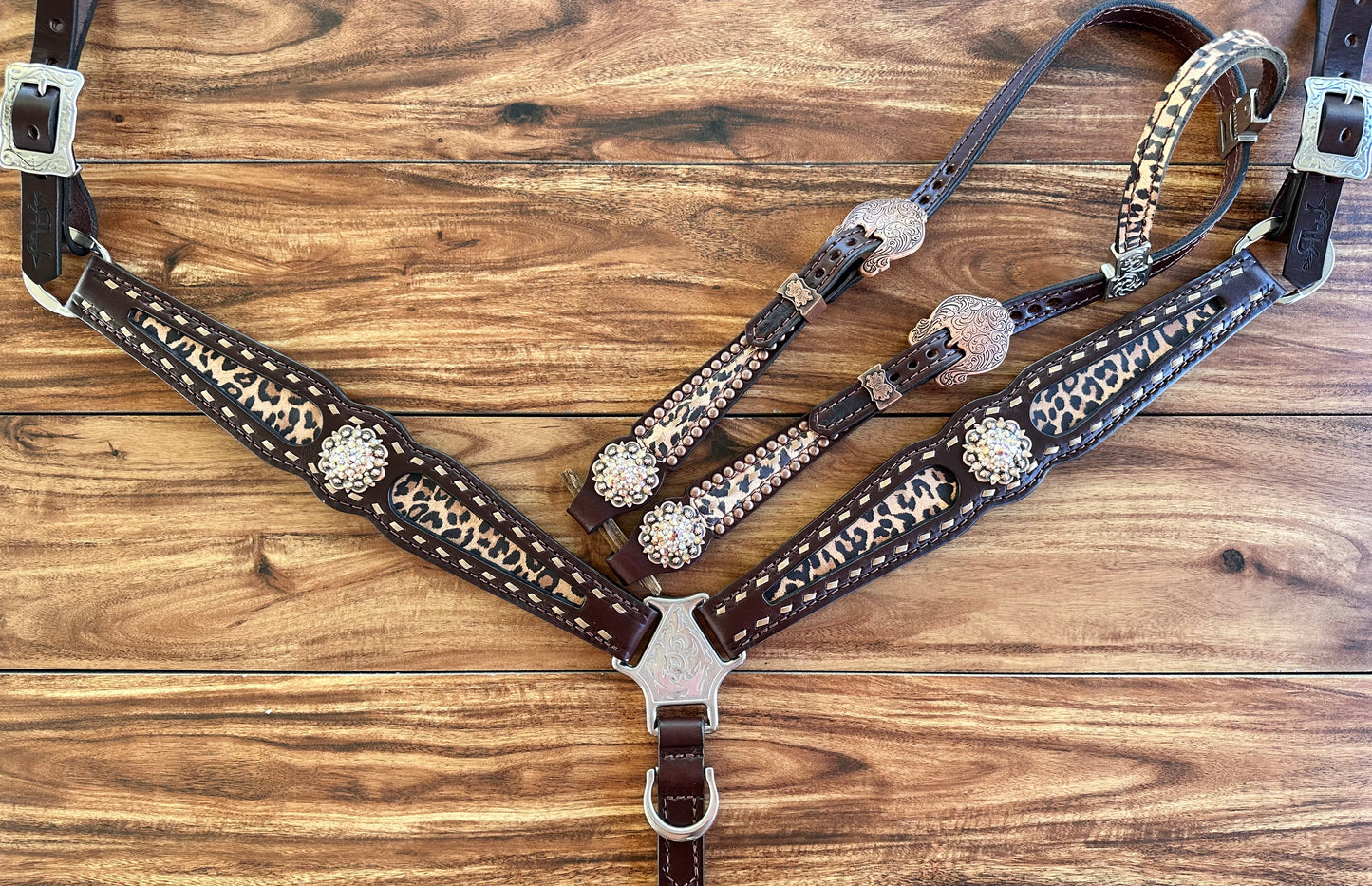 Cheetah and rose gold buckstitch