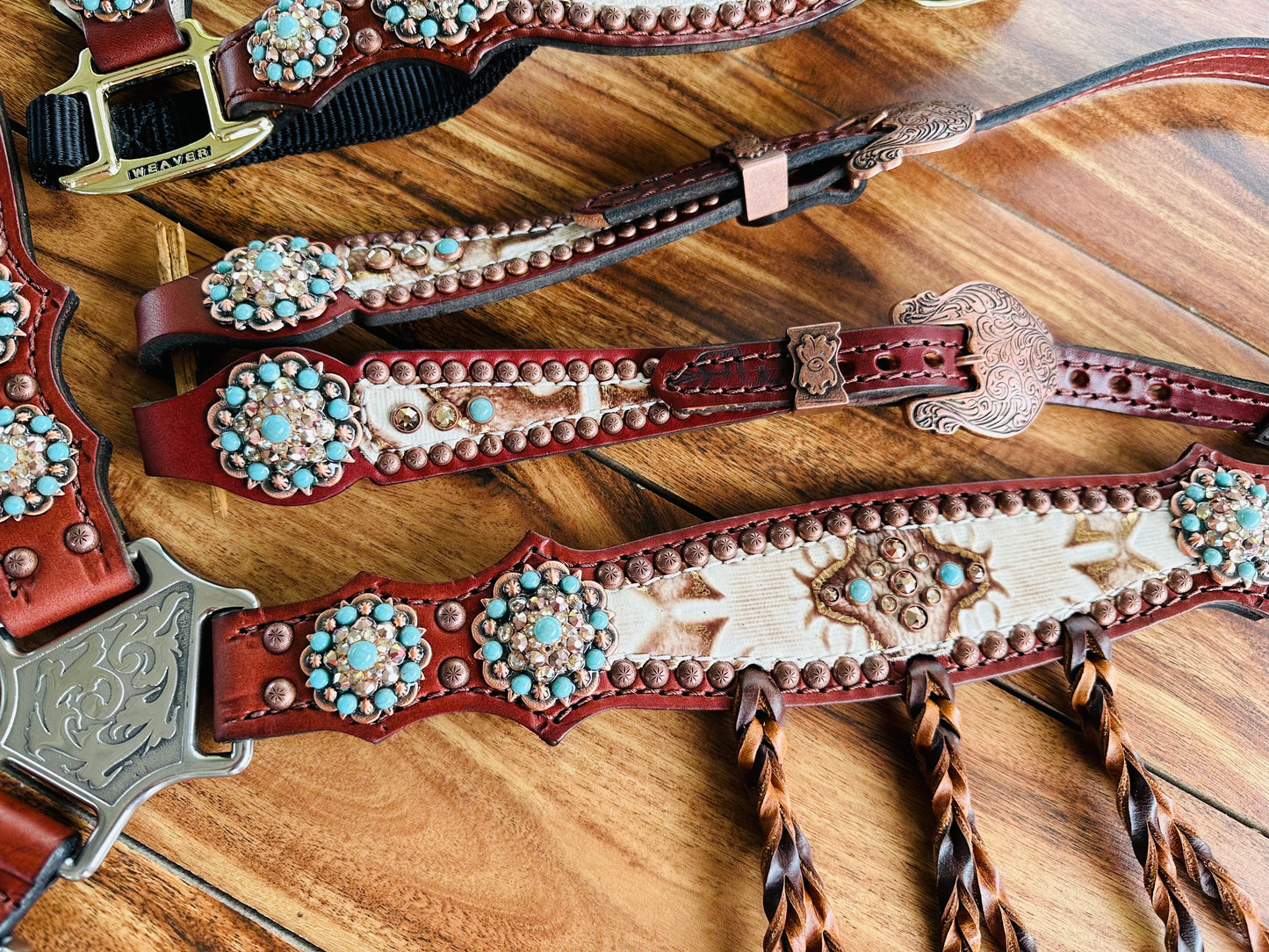 White Laredo with turquoise and tassels