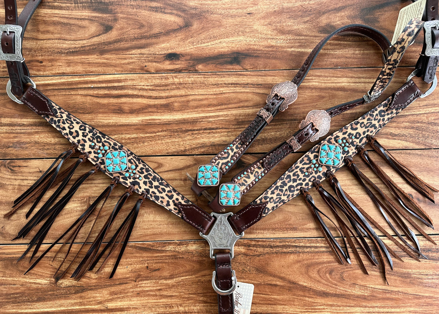 Cheetah single layer with tie fringe