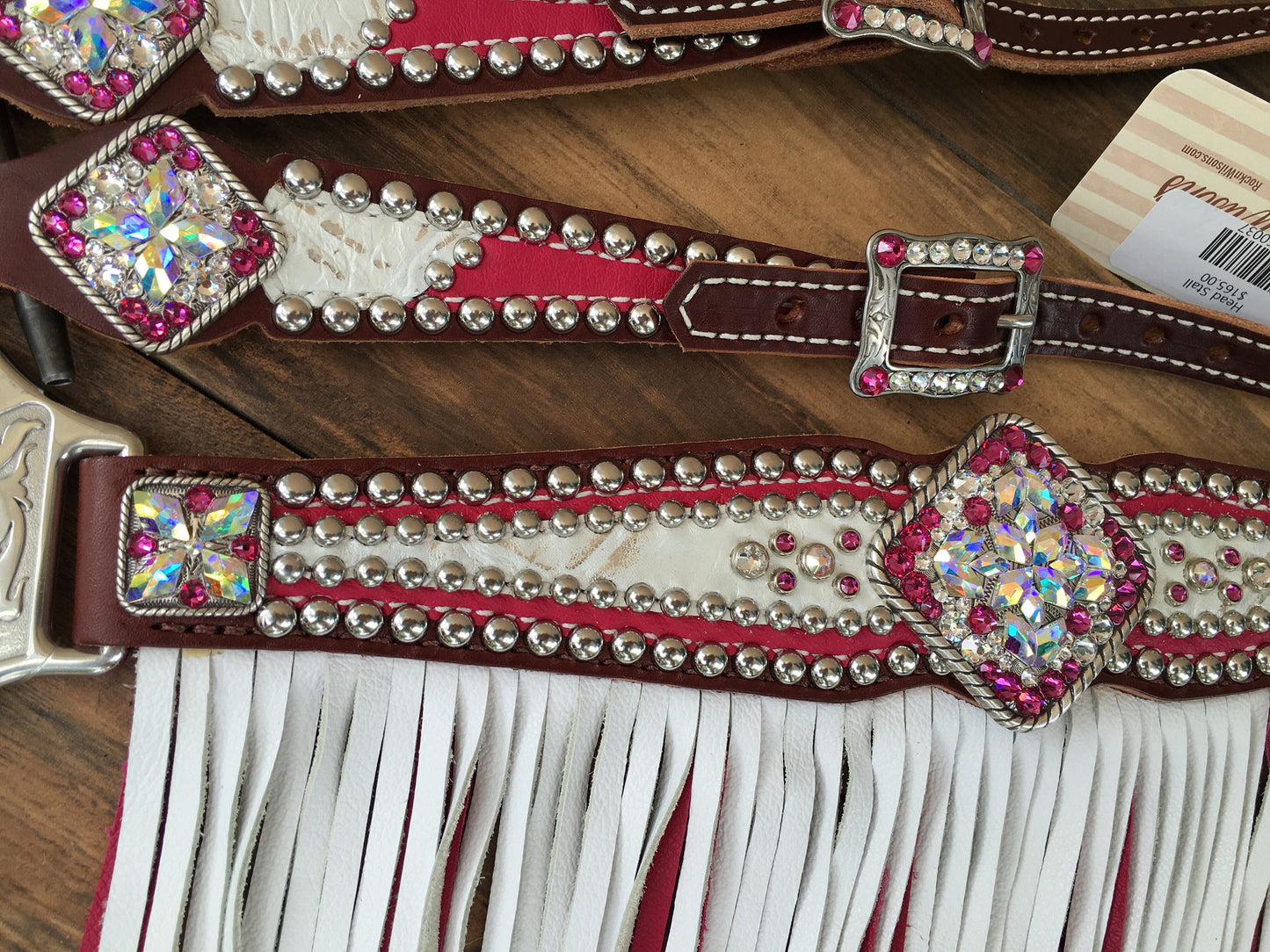 Pink W/ White Overlay and Pink & White Fringe