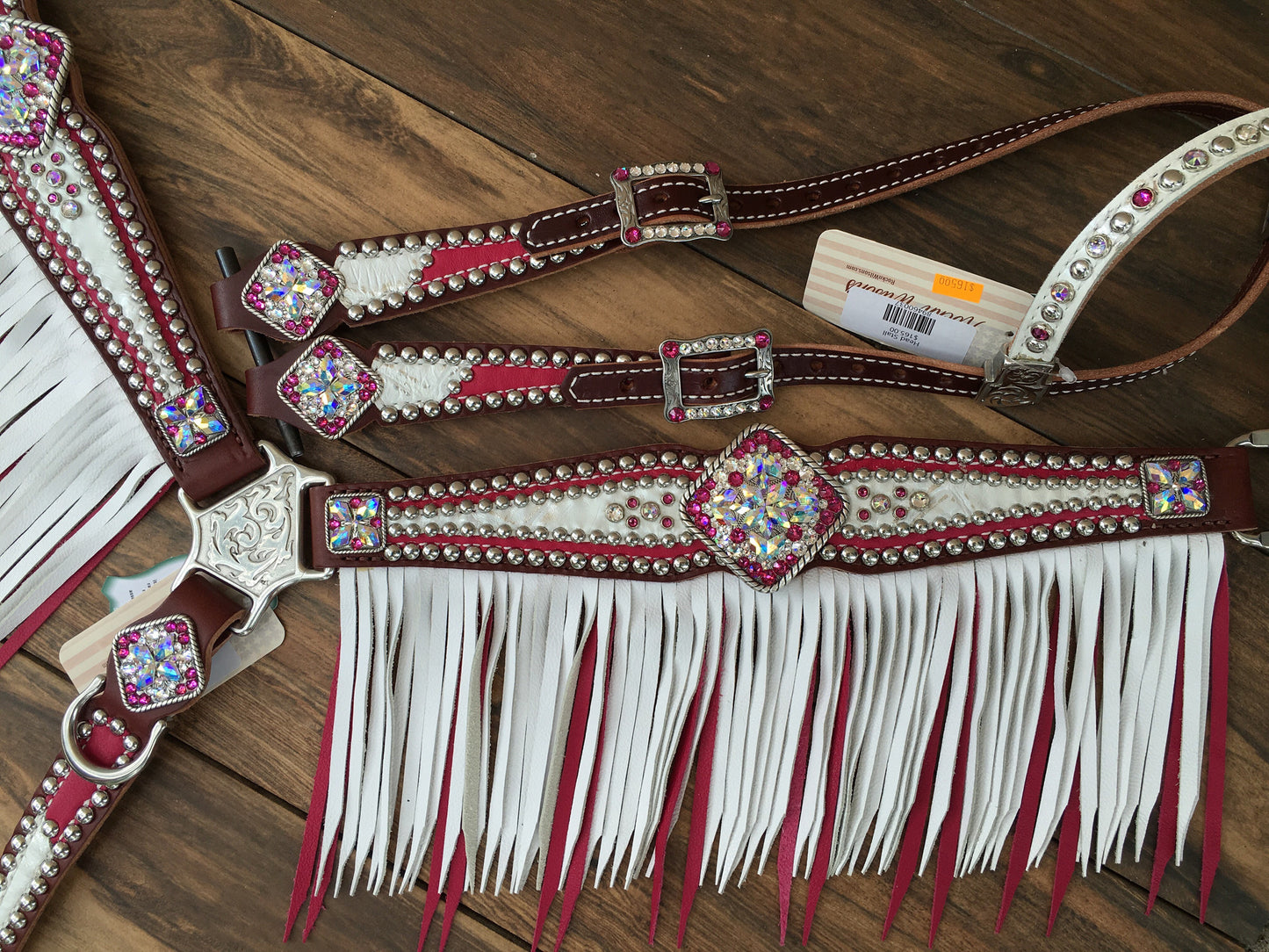 Pink W/ White Overlay and Pink & White Fringe