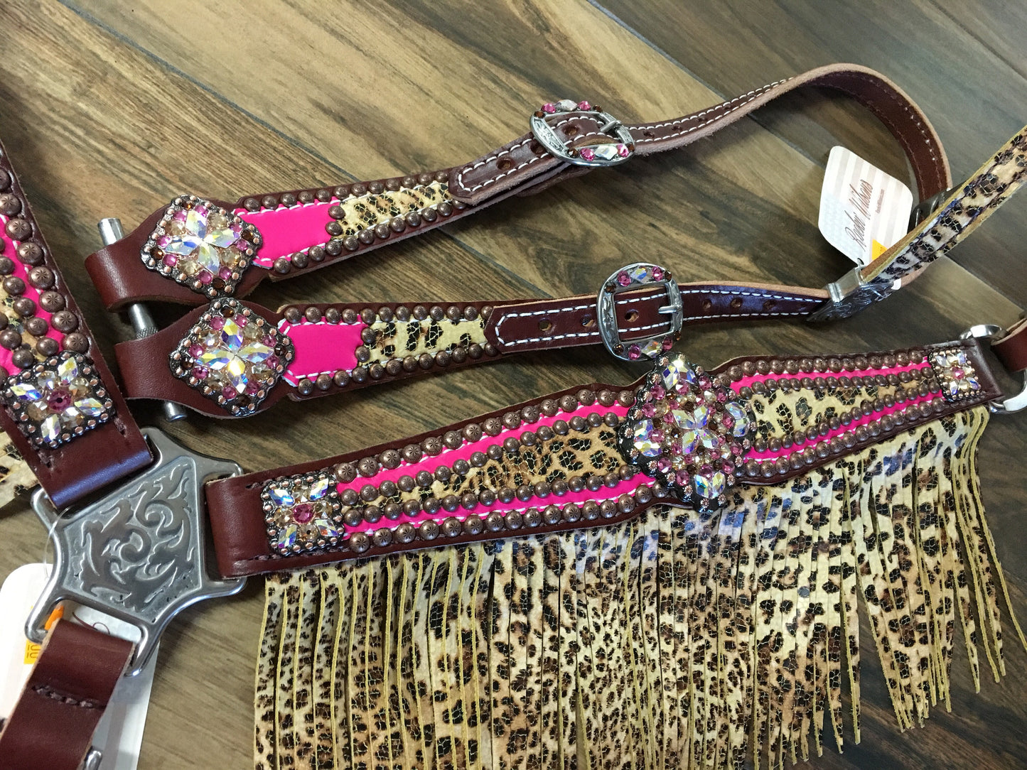 Neon Pink W/ Cheetah Overlay & Cheetah Fringe