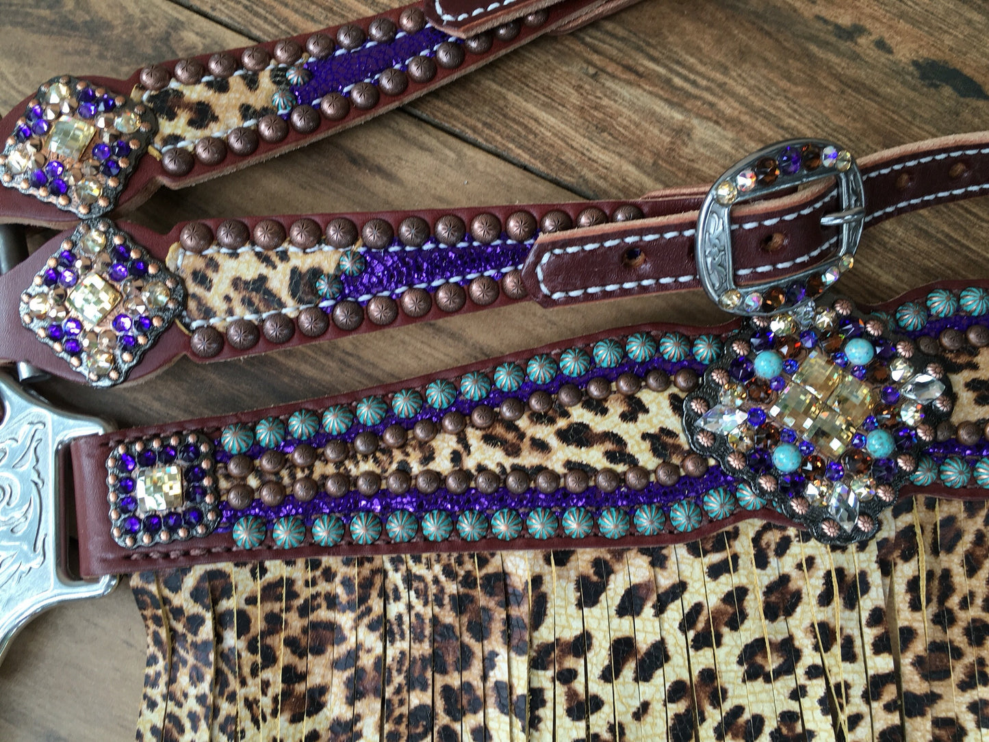 Metallic Purple and Cheetah with Fringe