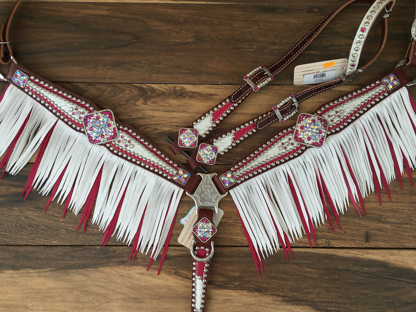 Pink W/ White Overlay and Pink & White Fringe