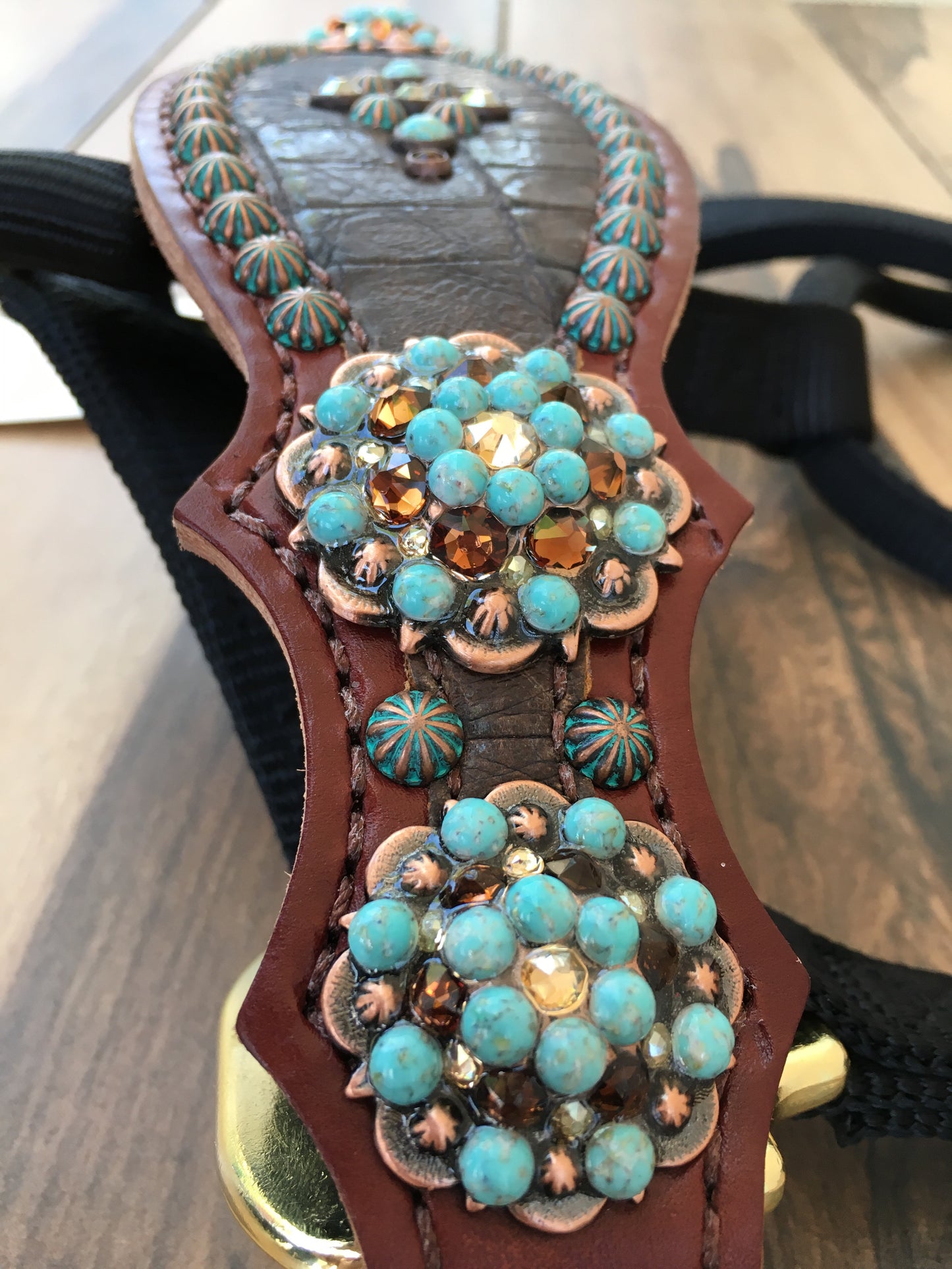 Brown Gator W/ Patina and Gold