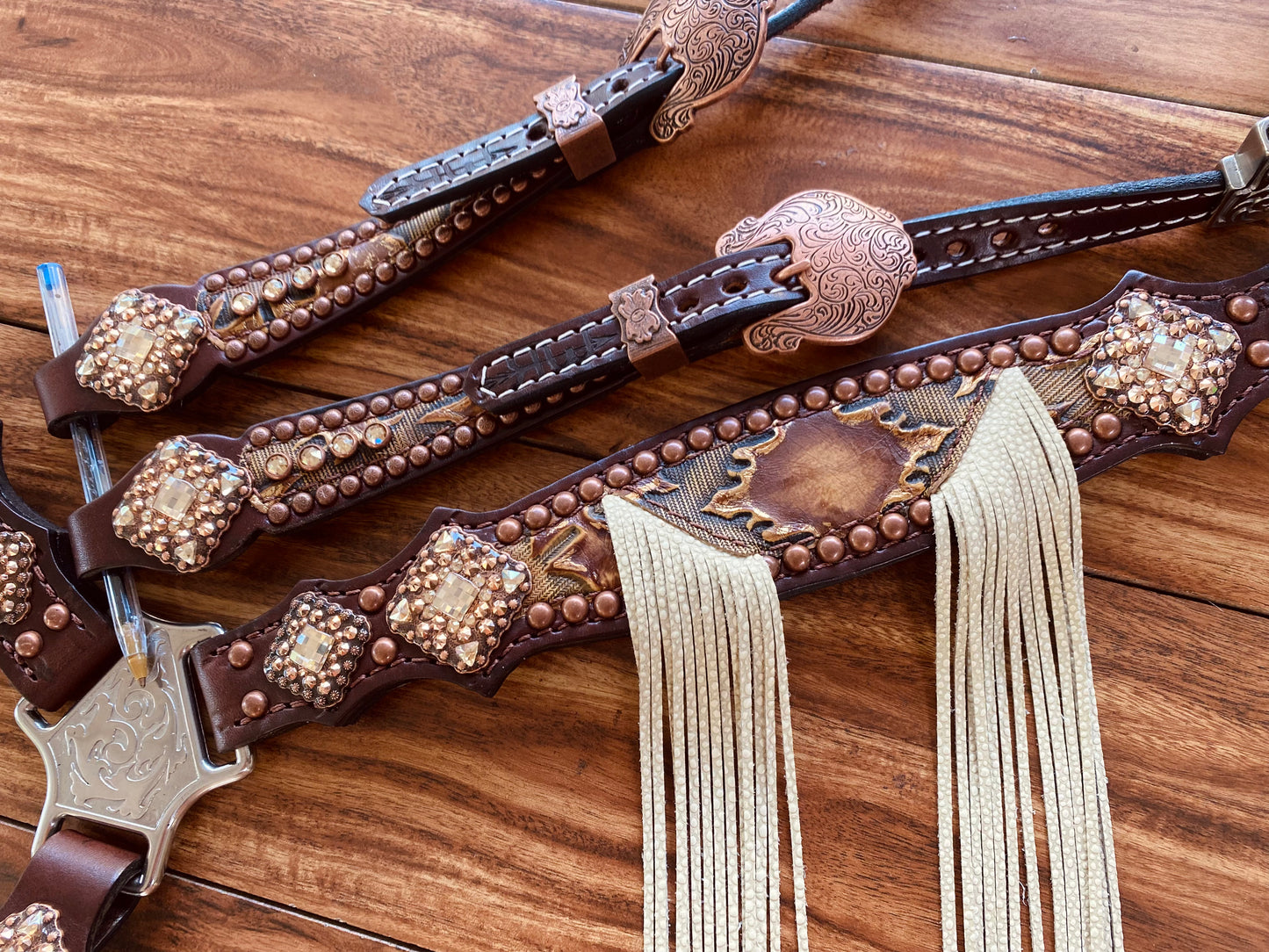 Brown Aztec with stingray fringe