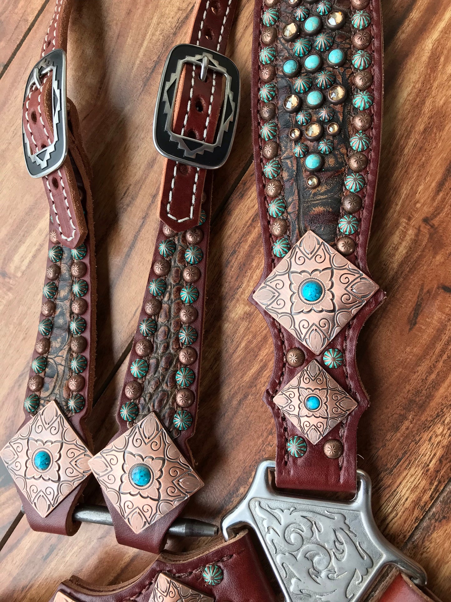Rustic Brown Gator with Southwest Conchos