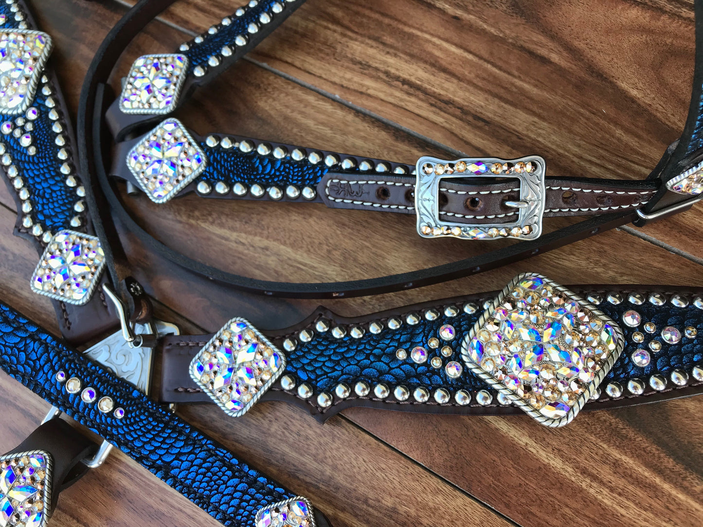 Blue mystic swirl with large conchos