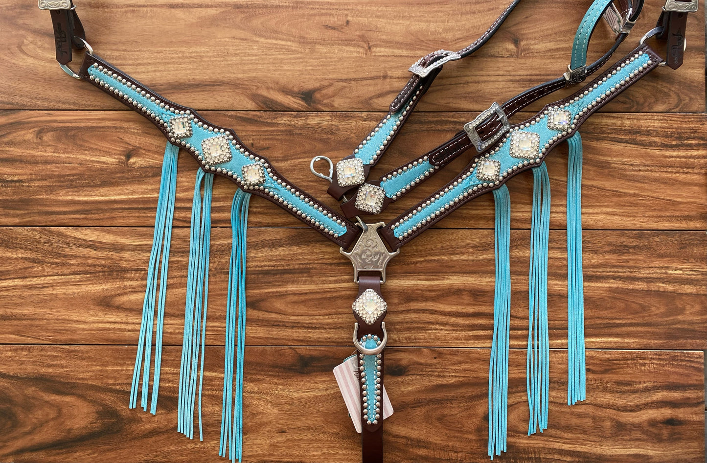 Turquoise Glitter with thin fringe
