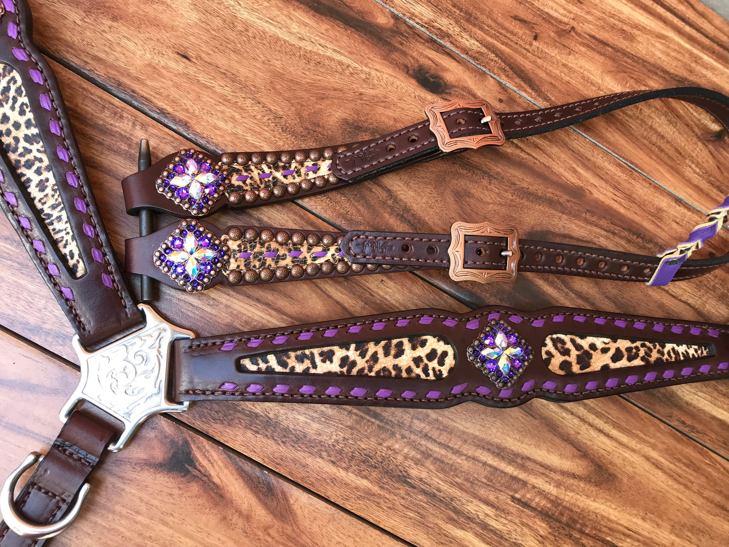 Purple buckstitch with cheetah