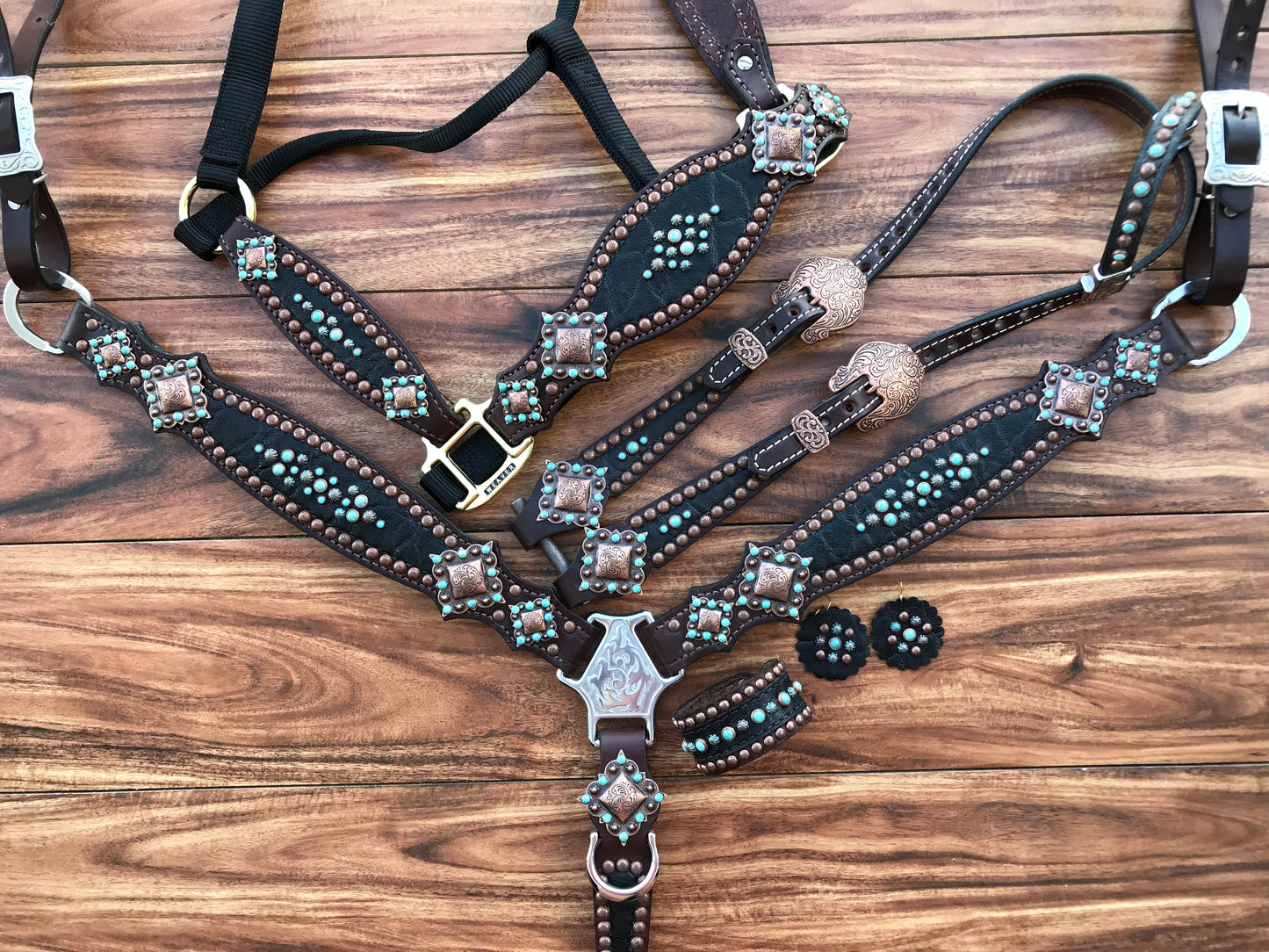 Black elephant with turquoise rocks