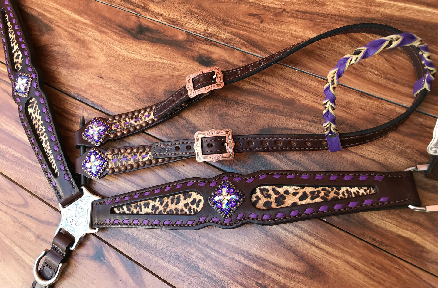 Purple buckstitch with cheetah