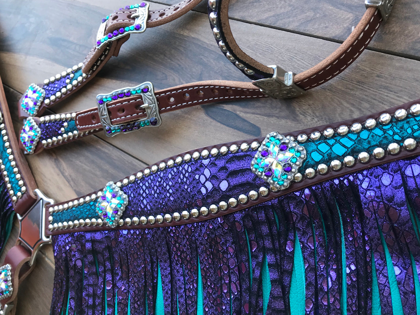 Turquoise and Purple Mystic Double Fringe