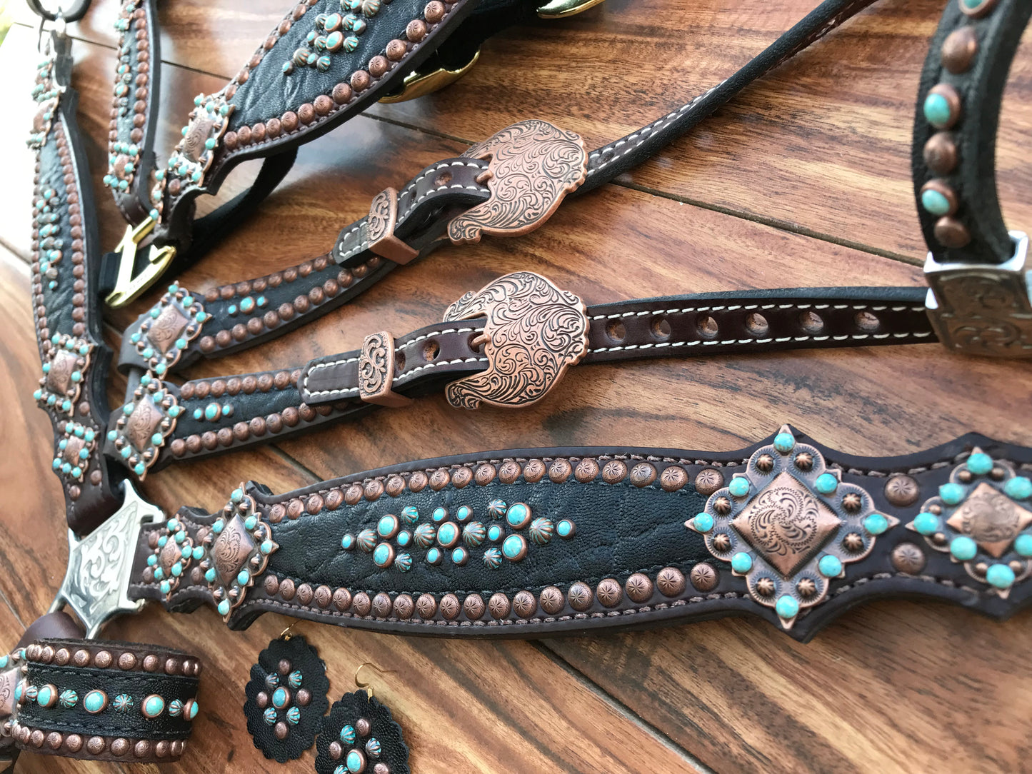 Black elephant with turquoise rocks