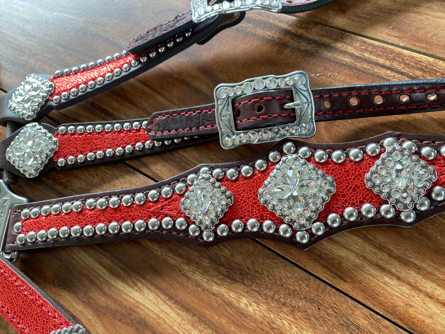 Red ice with silver and clear
