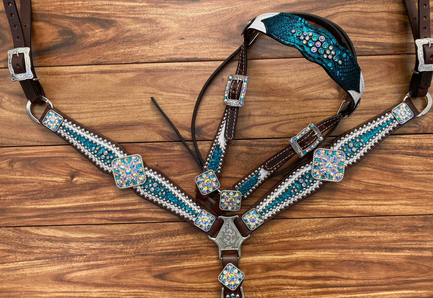 White gator with turquoise mystic overlay