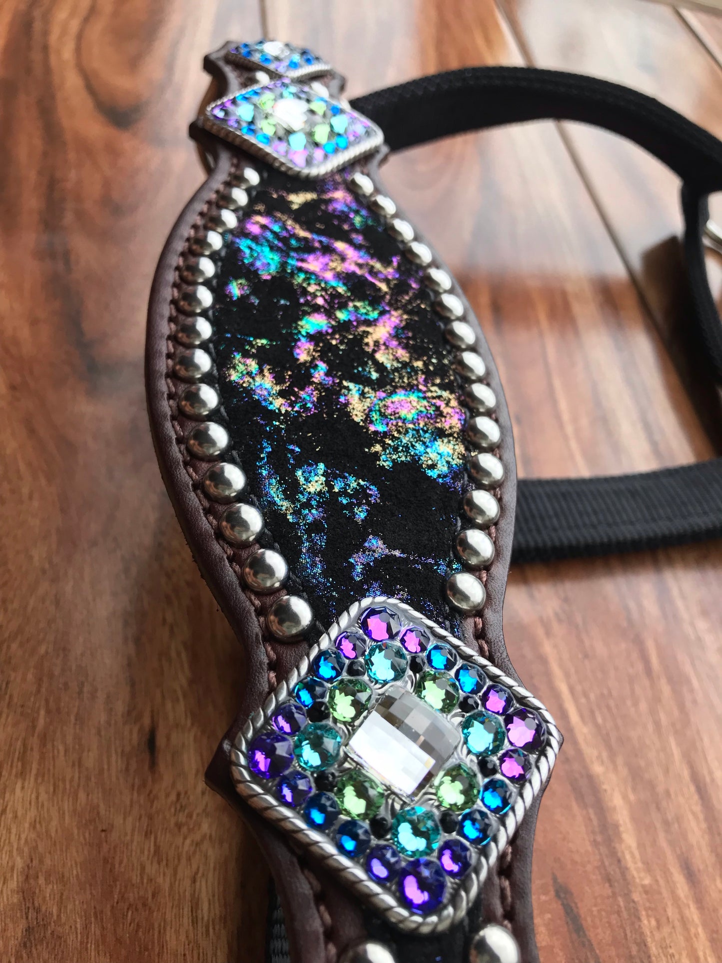 Northern Lights on Dark Oil Leather