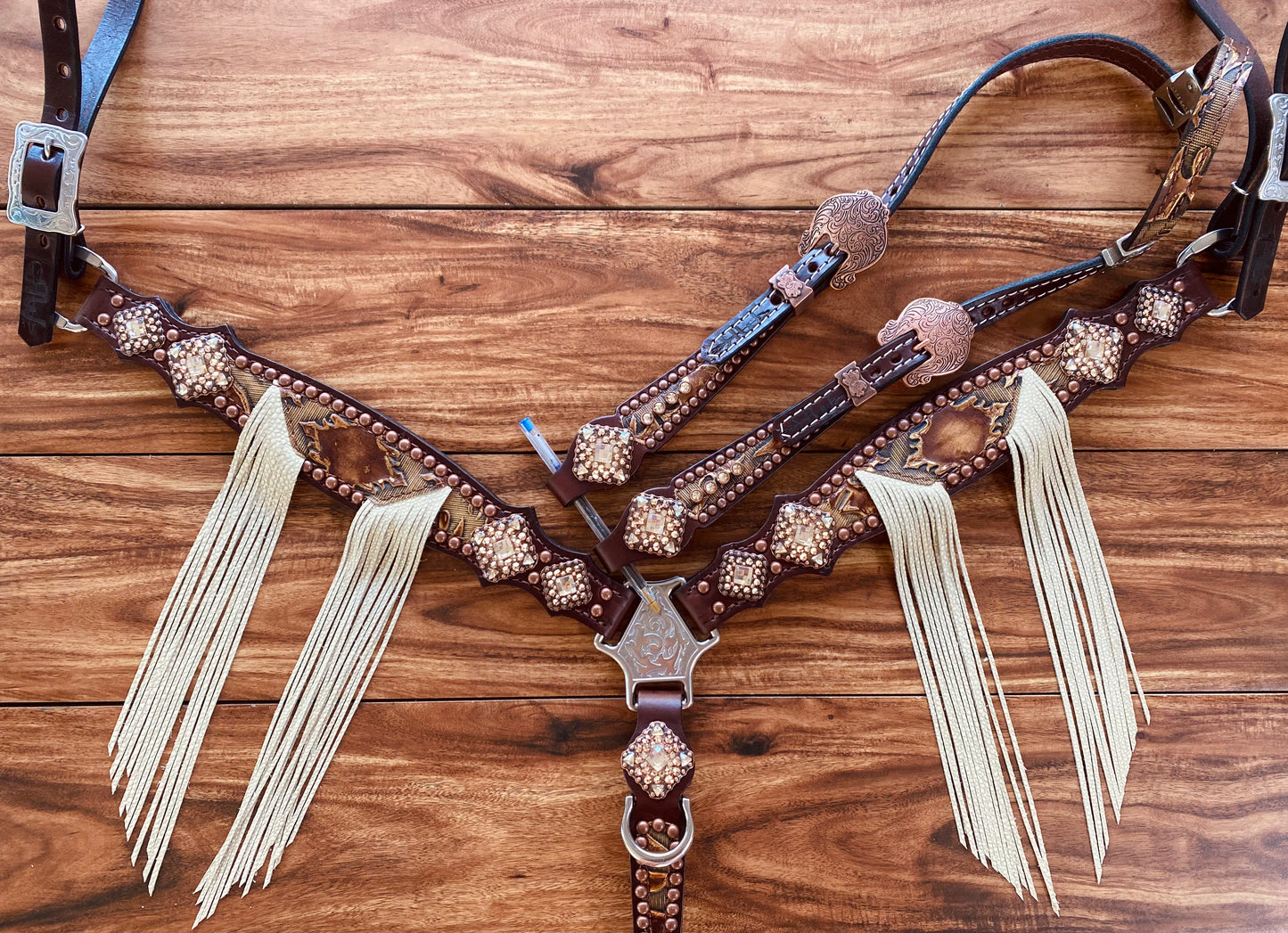 Brown Aztec with stingray fringe