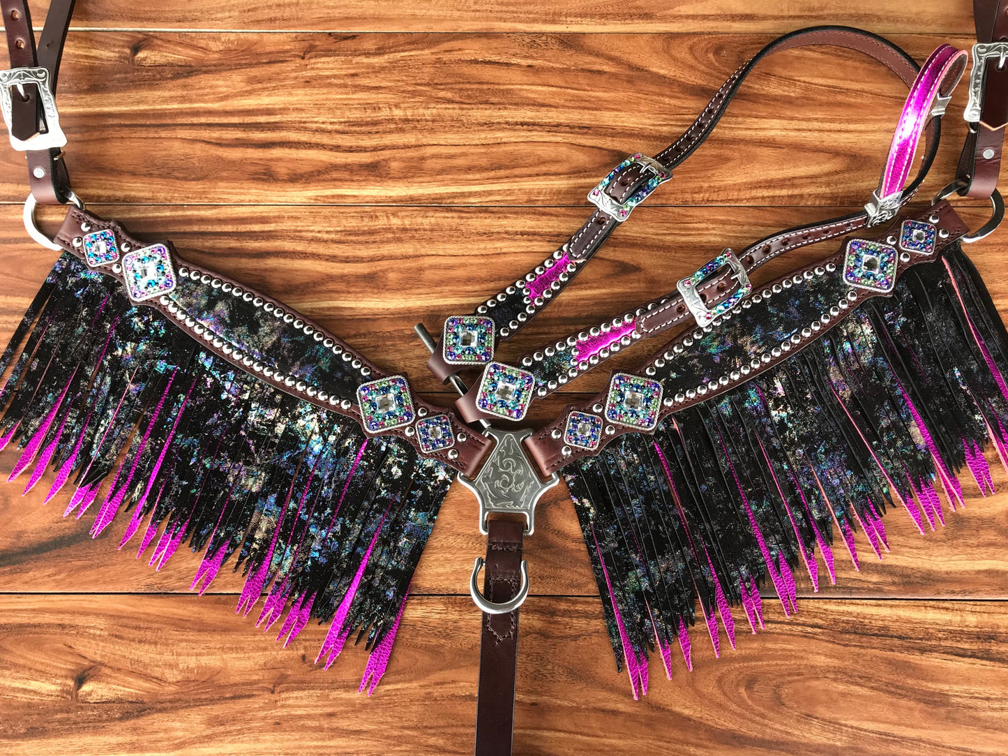 Northern Lights with Pink Double Layer Fringe