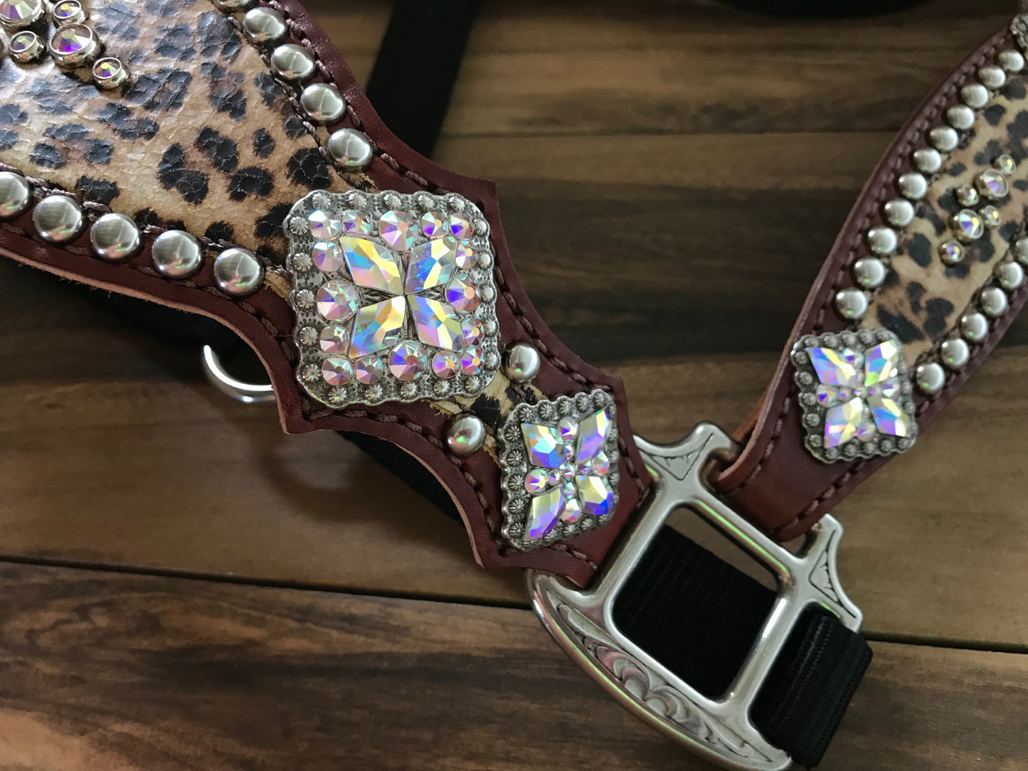 Cheetah Halter with checks and crystal rim sets