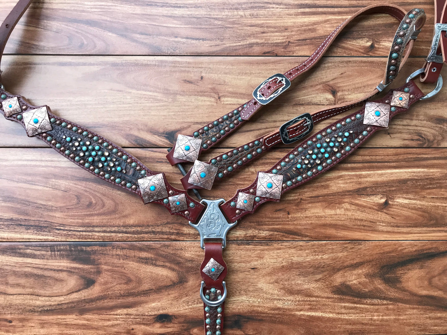 Rustic Brown Gator with Southwest Conchos