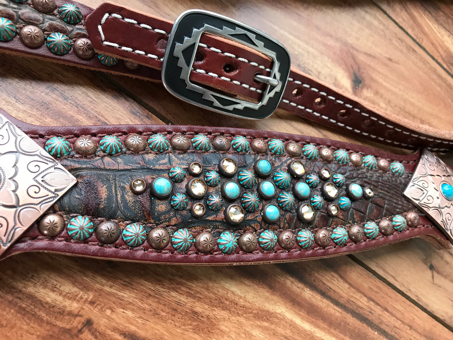 Rustic Brown Gator with Southwest Conchos