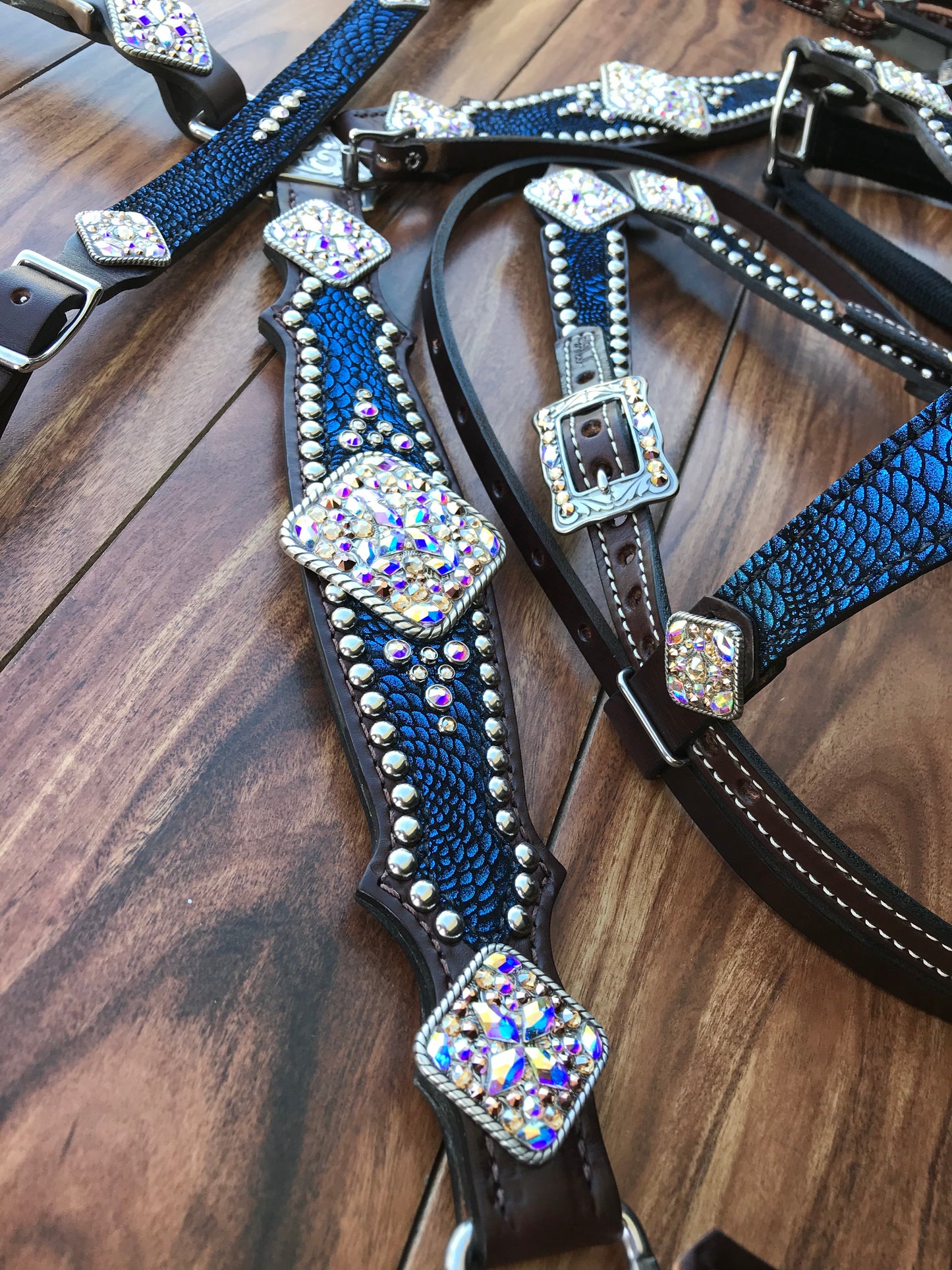 Blue mystic swirl with large conchos