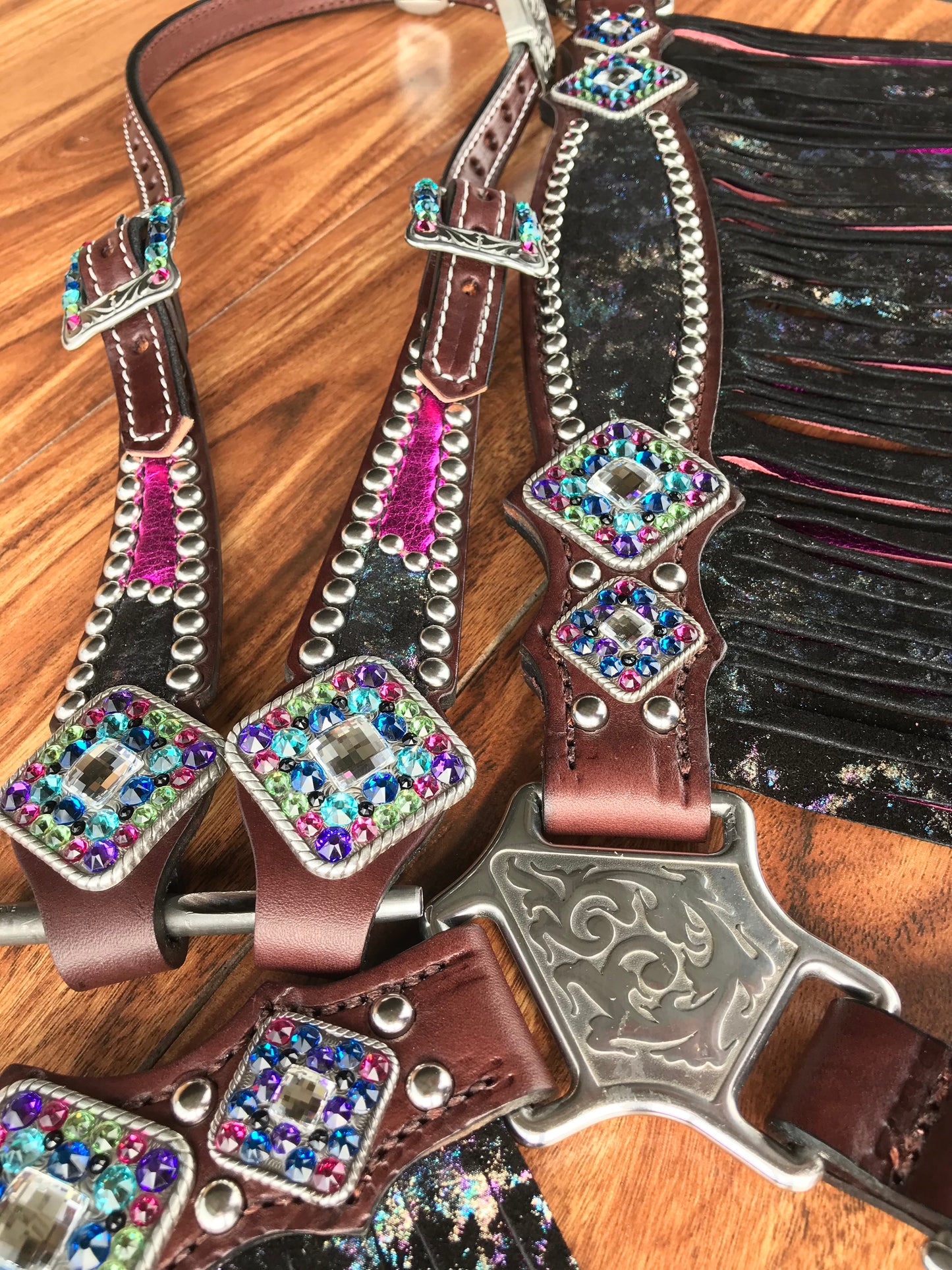 Northern Lights with Pink Double Layer Fringe