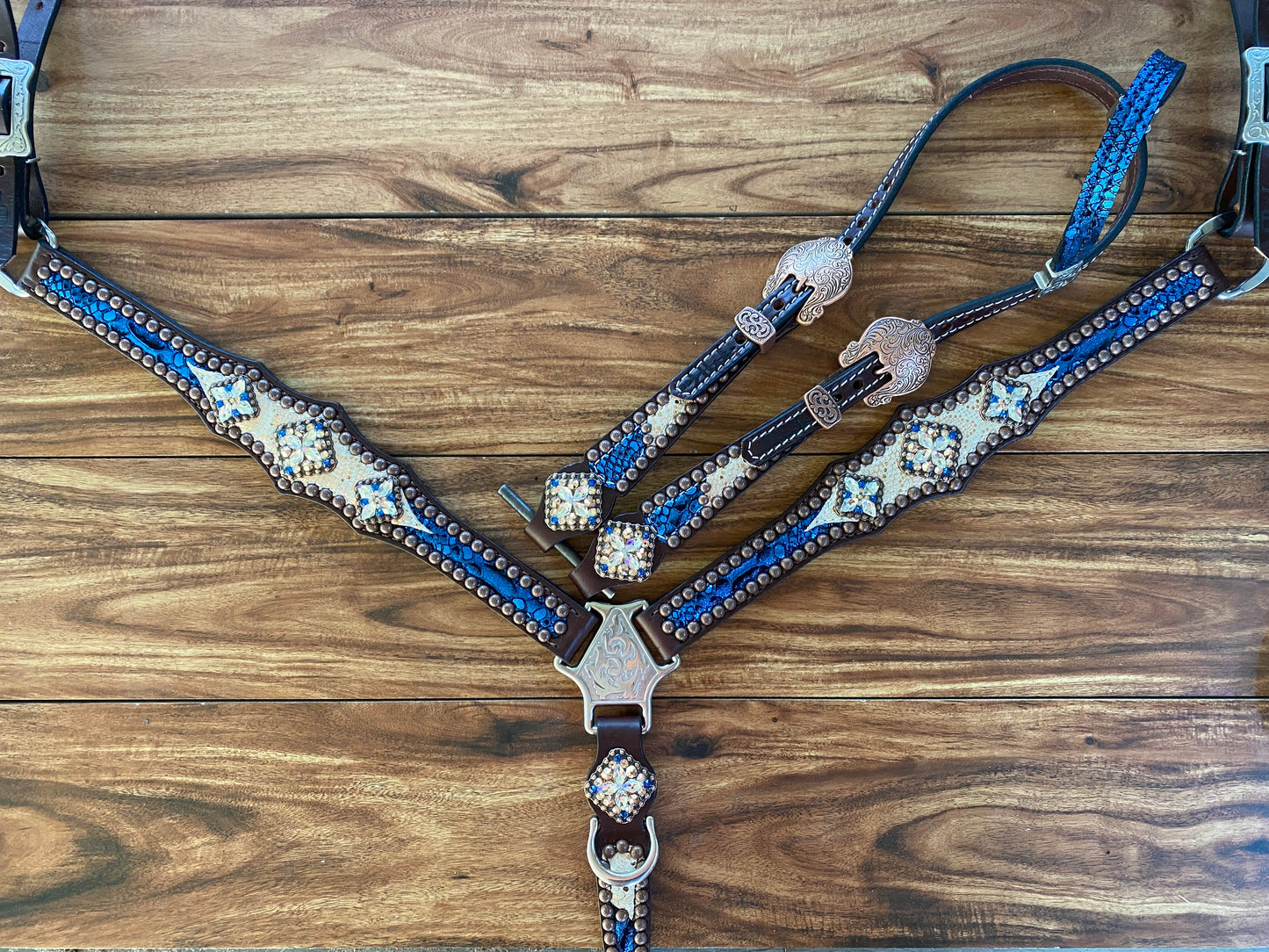 Blue mystic with rose gold mystic overlay