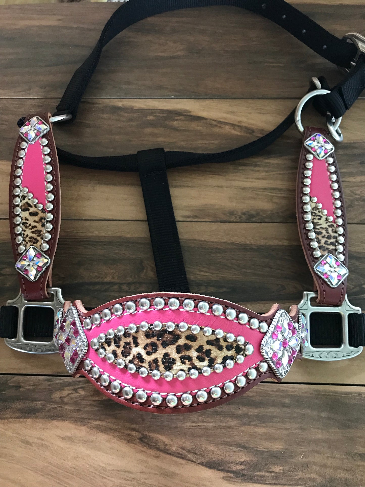 Pink with cheetah halter