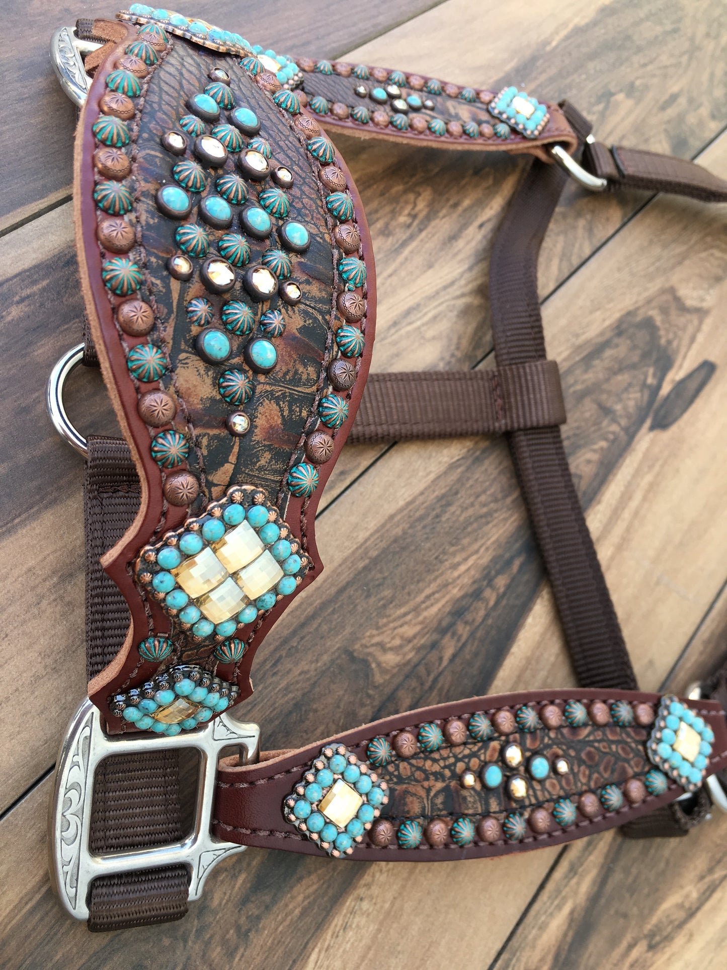 Rustic Brown Gator with Patina and Turquoise accents