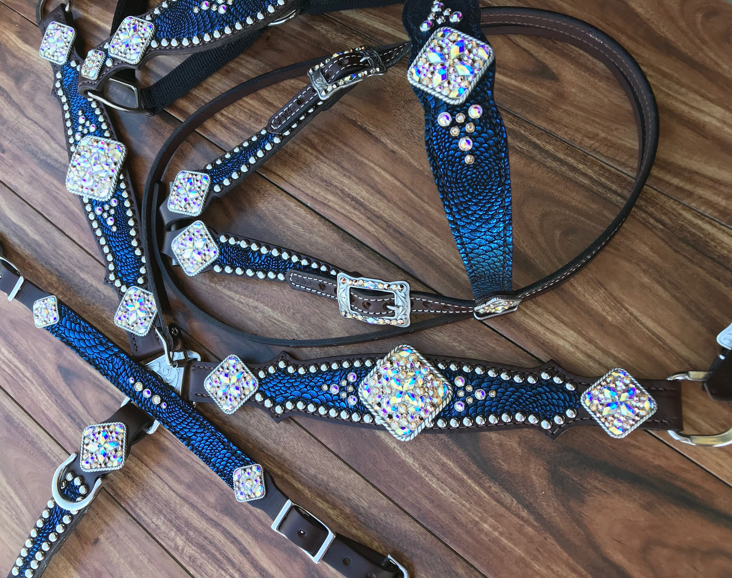 Blue mystic swirl with large conchos