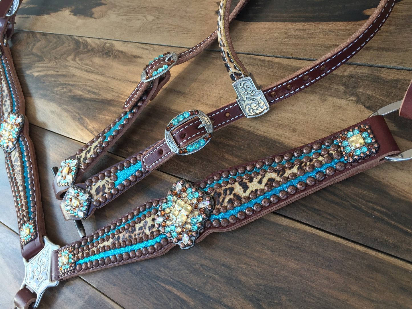 Metallic Turquoise with Cheetah Overlay