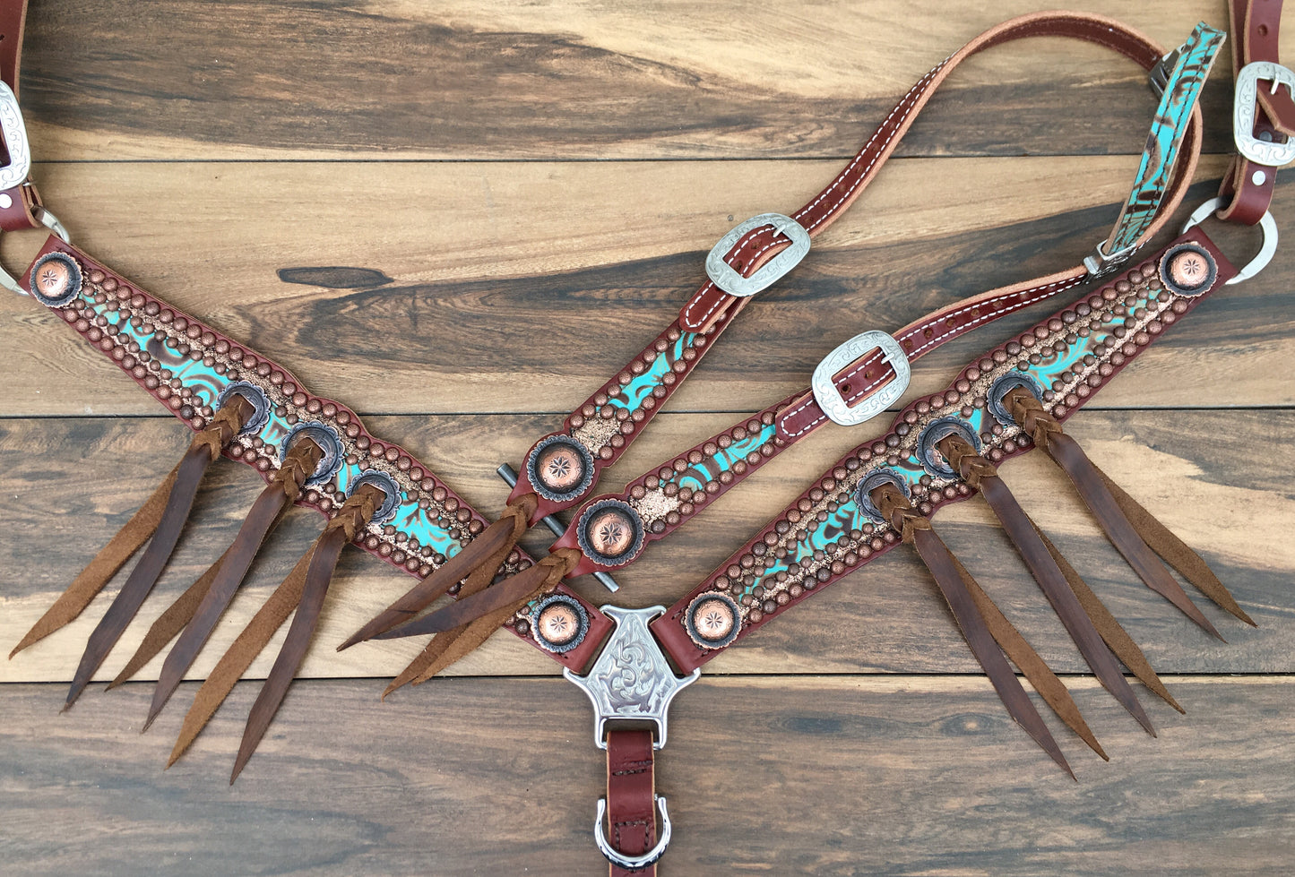 Rose gold with turquoise Tooled overlay