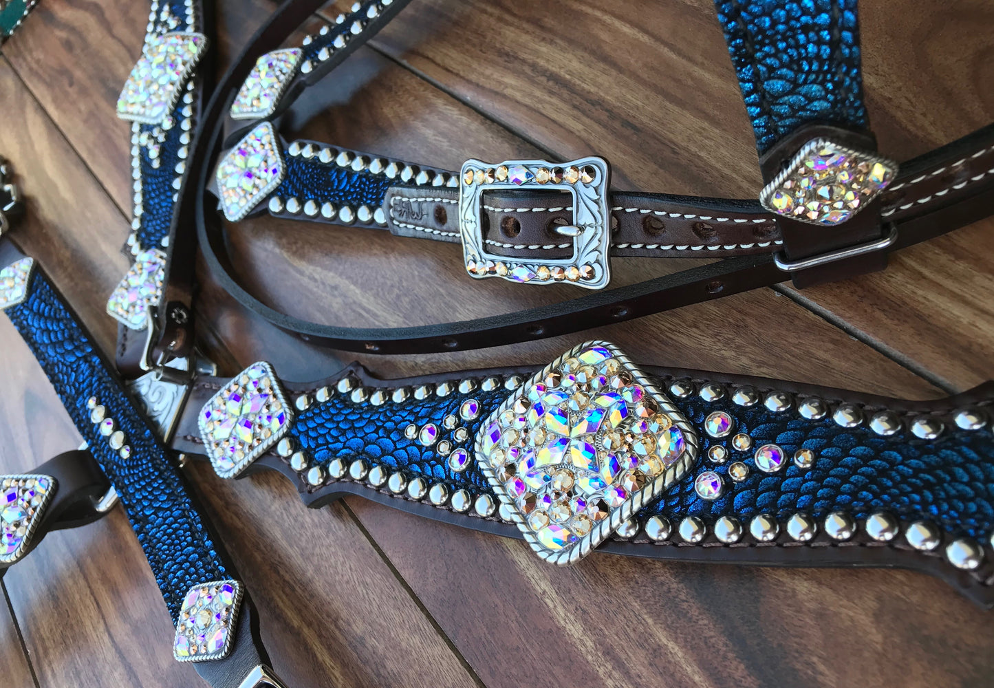 Blue mystic swirl with large conchos